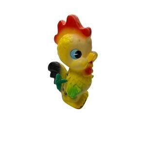 VTG wind up rubber chicken toy. Dreamland Creations Rufus Rooster. 1960s.